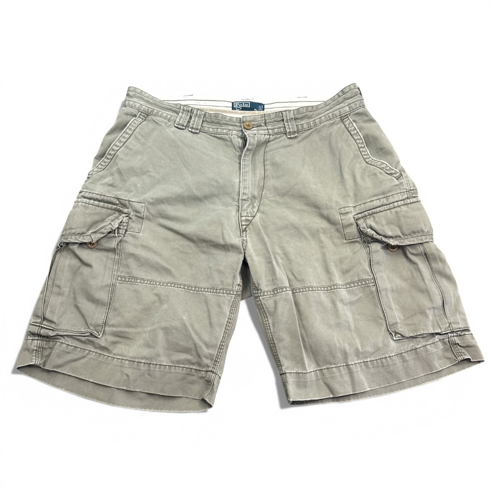 Polo Ralph Lauren Cargo Shorts Mens Size 36 Green Gray 9" Inseam Classic Chino